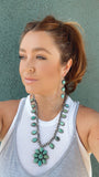 “The Rainstorm” Beautiful Navajo Sterling Silver Turquoise Necklace & Earring Set