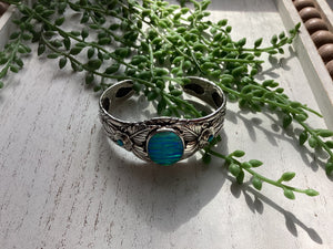 “The Fire Opal Cuff” Sterling Silver Fire Blue Opal Cuff Bracelet