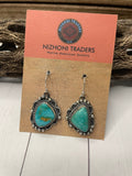 Navajo Sterling Silver & Turquoise Dangle Earrings Signed Sheila Becenti