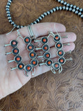 Navajo Orange Spiny and Sterling Silver Blossom Dangle Earrings