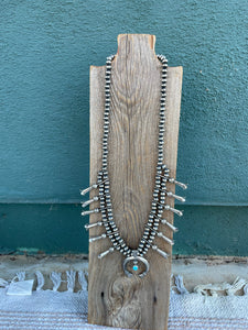 Navajo Sterling Silver And Turquoise Squash Blossom Necklace By Joseph Martinez