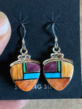 Navajo Turquoise, Orange Spiny Berry Dangle Earrings