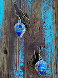 Navajo Lapis, Turquoise, Blue Opal Sterling silver Drop Dangle Earrings