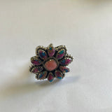 “Buy Me Flowers” Sterling Silver, Purple Dream & Pink Conch Adjustable Ring