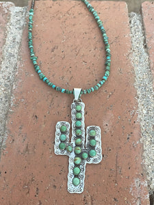 Navajo Royston Turquoise Saguaro Sterling Necklace