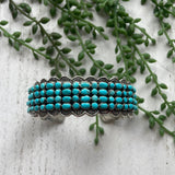 “The 4 Row Turquoise Cuff” Sterling Silver Turquoise Cuff Bracelet