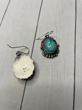 Navajo Sterling Silver & Turquoise Dangle Earrings Signed Sheila Becenti