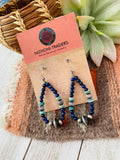 Handmade Turquoise, Lapis And Sterling Silver Beaded Dangle Earrings