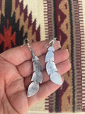 Navajo Sterling Silver Feather Dangle Earrings Signed Billy Long