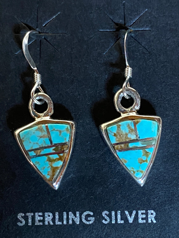 Navajo Turquoise 8 & Sterling Silver Petite Triangle Dangle Earrings set 1