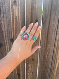 “The Turquoise Queen Ring” Handmade Turquoise And Sterling Silver Adjustable Ring