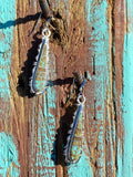 Navajo Turquoise 8 & Sterling Silver Jagged Club Dangle Earrings