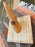 Zuni Sterling Silver & Red Coral Petit Point Ring