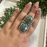 Navajo Orange Dream & Sterling Silver Adjustable Ring Signed