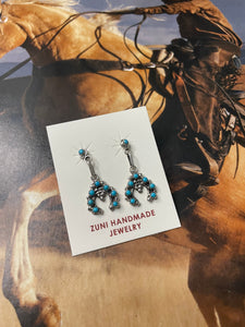 Zuni Turquoise And Sterling Silver Naja Dangle Earrings