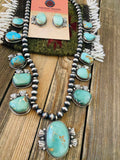 Navajo Sterling Silver & Royston Turquoise Beaded Necklace Set