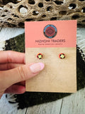 Navajo Handmade Beaded Stud Earrings- yellow