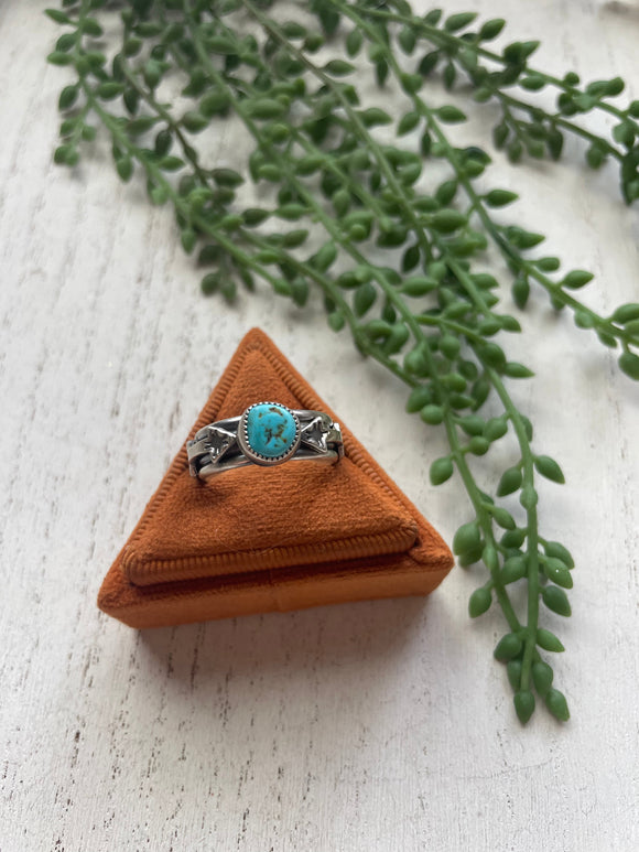 “The Double Arrow” Navajo Turquoise Sterling Silver Ring