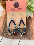 Handmade Turquoise, Lapis And Sterling Silver Beaded Dangle Earrings