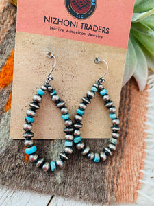 Handmade Turquoise And Sterling Silver Beaded Dangle Earrings