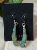 Navajo Turquoise 8 & Sterling Silver Green Dangle Earrings