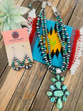 Navajo Sterling Silver & Sonoran Mountain Turquoise Beaded Necklace Set