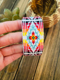 Navajo Made Beaded Leather Bracelet