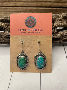 Navajo Sterling Silver & Turquoise Dangle Earrings Signed Sheila Becenti