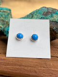 Zuni Sterling Silver Mini Denim Lapis Stud Earrings