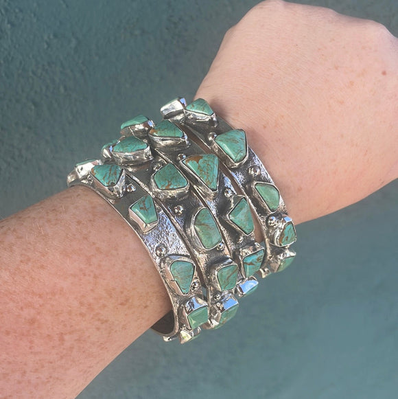 Zuni Turquoise Sterling Silver Bangle Bracelet By Jude Candeleria