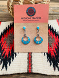 Zuni Sterling Silver & Turquoise Inlay Dangle Earrings