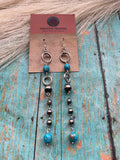 Navajo Sterling Silver & Turquoise Beaded Necklace & Earrings Set