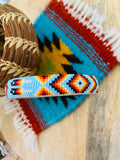 Navajo Made Beaded Leather Bangle Bracelet