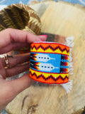 Navajo Made Beaded Leather Bracelet