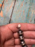 Navajo Sterling Silver Pearl 12mm Beaded Bracelet With Natural #8 Stone