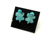 Zuni Hand Carved Turquoise Fetish Lizard Stud Earrings