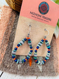 Handmade Turquoise, Coral, Lapis And Sterling Silver Beaded Dangle Earrings