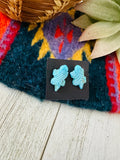 Zuni Hand Carved Turquoise Fetish Lizard Stud Earrings