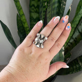 “The Willow” Handmade Sterling Silver & Wild Horse Cluster Adjustable Ring Signed Nizhoni