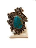 Kingman Turquoise And Sterling Silver Navajo Ring Size 8.5