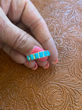 Zuni Sterling Silver & Six Stone Turquoise Stone Inlay Band Ring