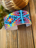 Navajo Made Beaded Leather Bracelet