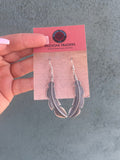 Navajo Sterling Silver Feather Dangle Earrings Signed Billy Long