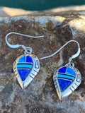 Navajo Lapis, Turquoise, Blue Opal Sterling silver Drop Dangle Earrings