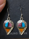 Navajo Turquoise Orange Spiny Drop Dangle Earrings 1.5”