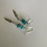 Navajo Sterling Silver & Turquoise Feather Dangle Earrings