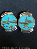 Navajo Turquoise 8 & Sterling Silver Stud Earrings