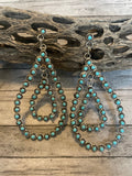 Zuni Turquoise & Sterling Silver Snake Eye Hoops