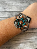 1940’s Zuni Multi Stone & Sterling Silver Cuff Bracelet