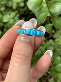 Zuni 5 Corn Row Turquoise & Sterling Silver Ring Signed